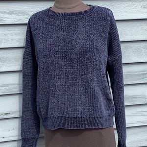 Primark Navy Blue Chenille Crew Neck Sweater Small